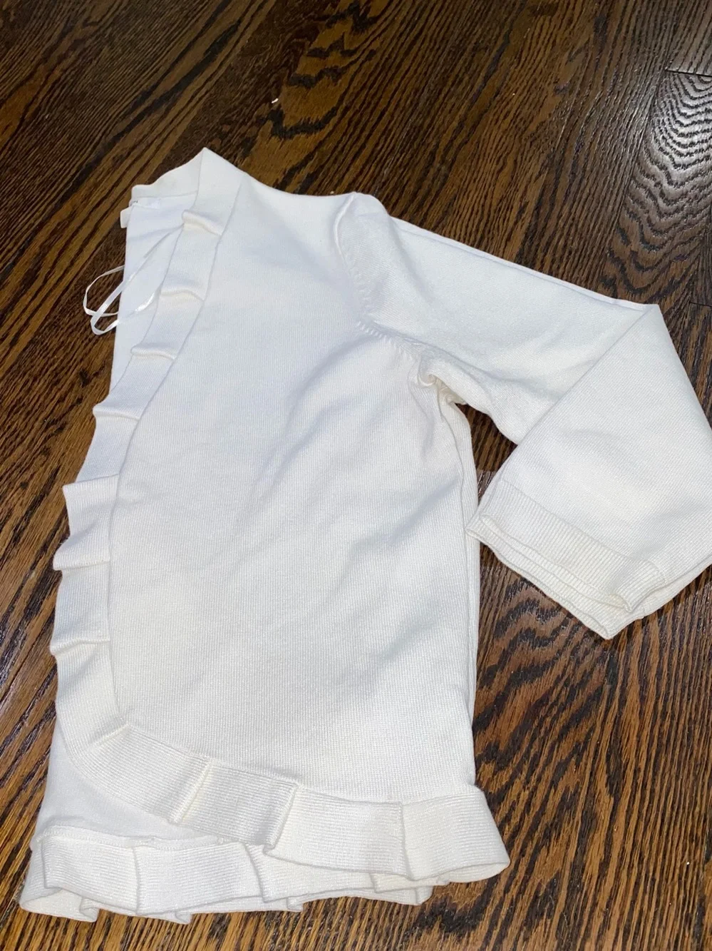 Madison White Ruffle-Edge Open Cardigan - Picture 2 of 4